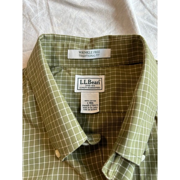 LL Bean mens Short Sleeve Button Down Wrinkle Free Shirt Size L - Picture 3 of 5